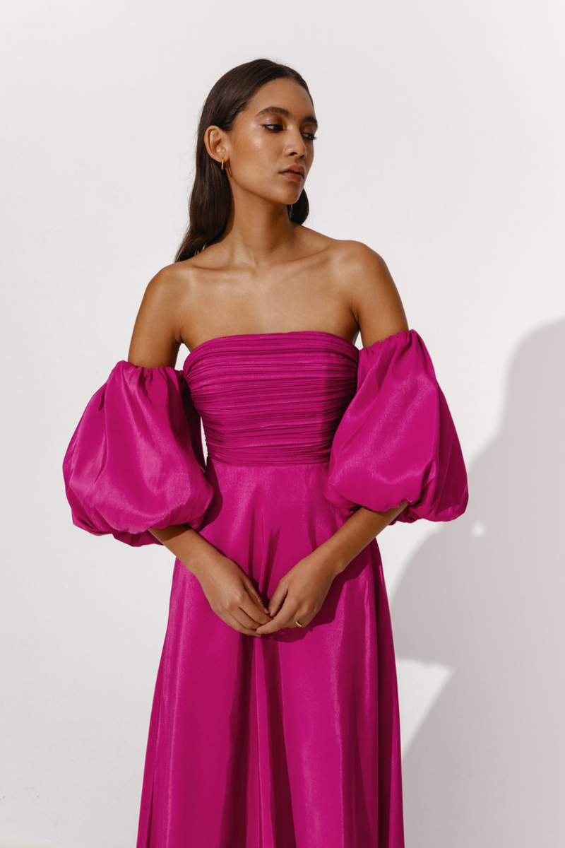 Pink Off The Shoulder Maxi Dress – CIRCLE CLOSET
